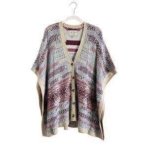 Lucky-brand Western Aztec Poncho Sweater One Size